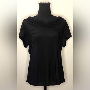 Christine Gerard- Black y2k Short-sleeve boat neckline blouse‎ Size L